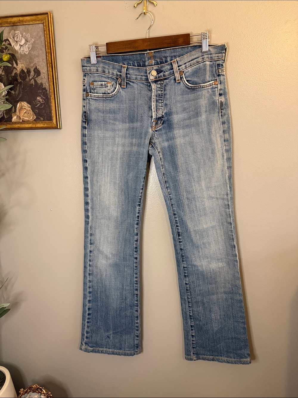 7 For All Mankind Light Blue Boot Cut Jeans - Picture 3 of 10